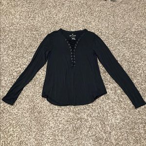 NWOT American Eagle Grey Lace-Up Soft & Sexy Tee